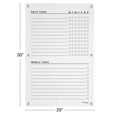 Excello Brands Acrylic Dry-Erase Planning Board, 20" x 30", Black Print (ACRYLBRD-TSK20X30-BLK)