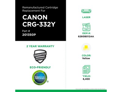 Clover Imaging Group Remanufactured Yellow Standard Yield Toner Cartridge Replacement for Canon CRG-332Y (6260B012AA)