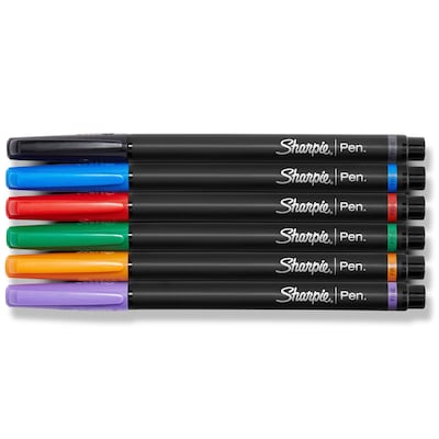 Sharpie Plastic Point Stick Water Resistant Pen Assorted Fine 6/Pack