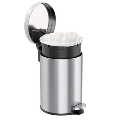 iTouchless SoftStep Round Stainless Steel Step Trash Can with Hinged Lid, 3.17 Gallon (IP03RSS)