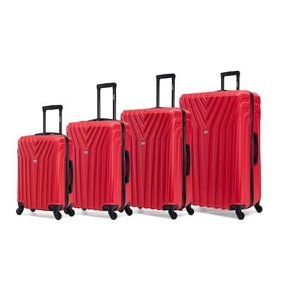 InUSA Vasty 4-Piece Hardside Spinner Luggage Set, TSA Checkpoint Friendly, Red (IUVASSMLXL-RED)