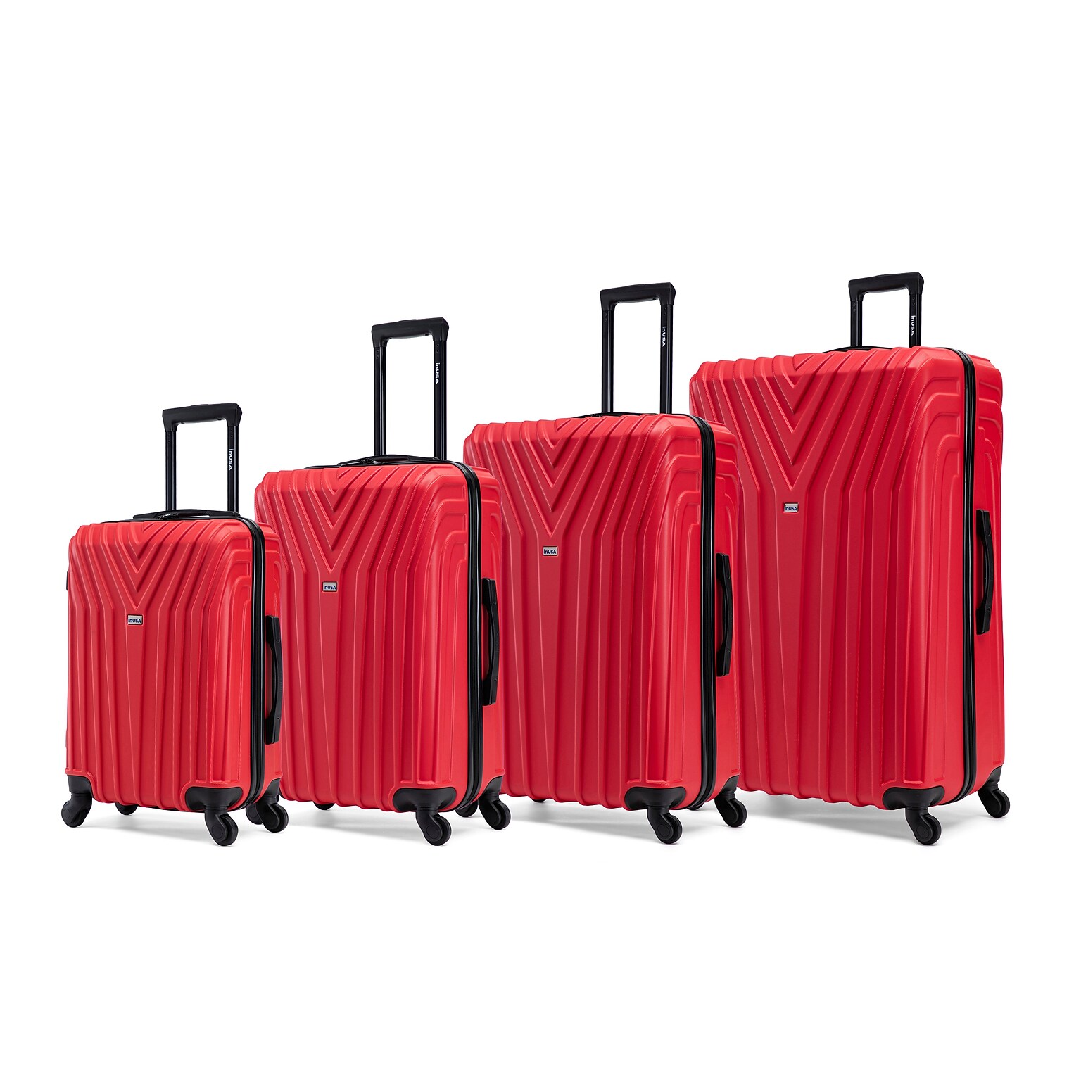 InUSA Vasty 4-Piece Hardside Spinner Luggage Set, TSA Checkpoint Friendly, Red (IUVASSMLXL-RED)