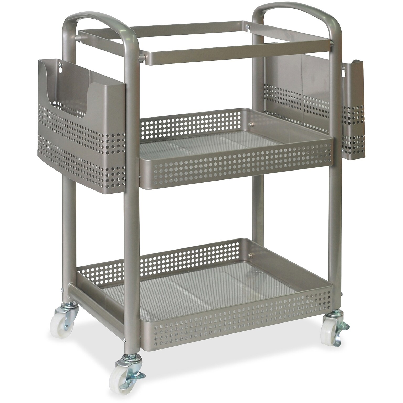 Lorell 2-Shelf Metal Mobile File Cart with Caster Wheels, Champagne Gold (LLR45654)