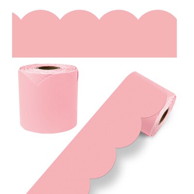 Carson Dellosa Education Rolled Scalloped Bulletin Board Border, 3" x 65', Dusty Rose, 3/Bundle (CD-108526-3)