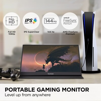 ViewSonic OMNI Portable 17.2" 144 Hz LED Gaming Monitor, Black (VX1755)