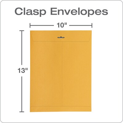 Quality Park Clasp & Moistenable Glue Kraft Catalog Envelopes, 10 x 13, Brown Kraft, 100/Box (QUA3