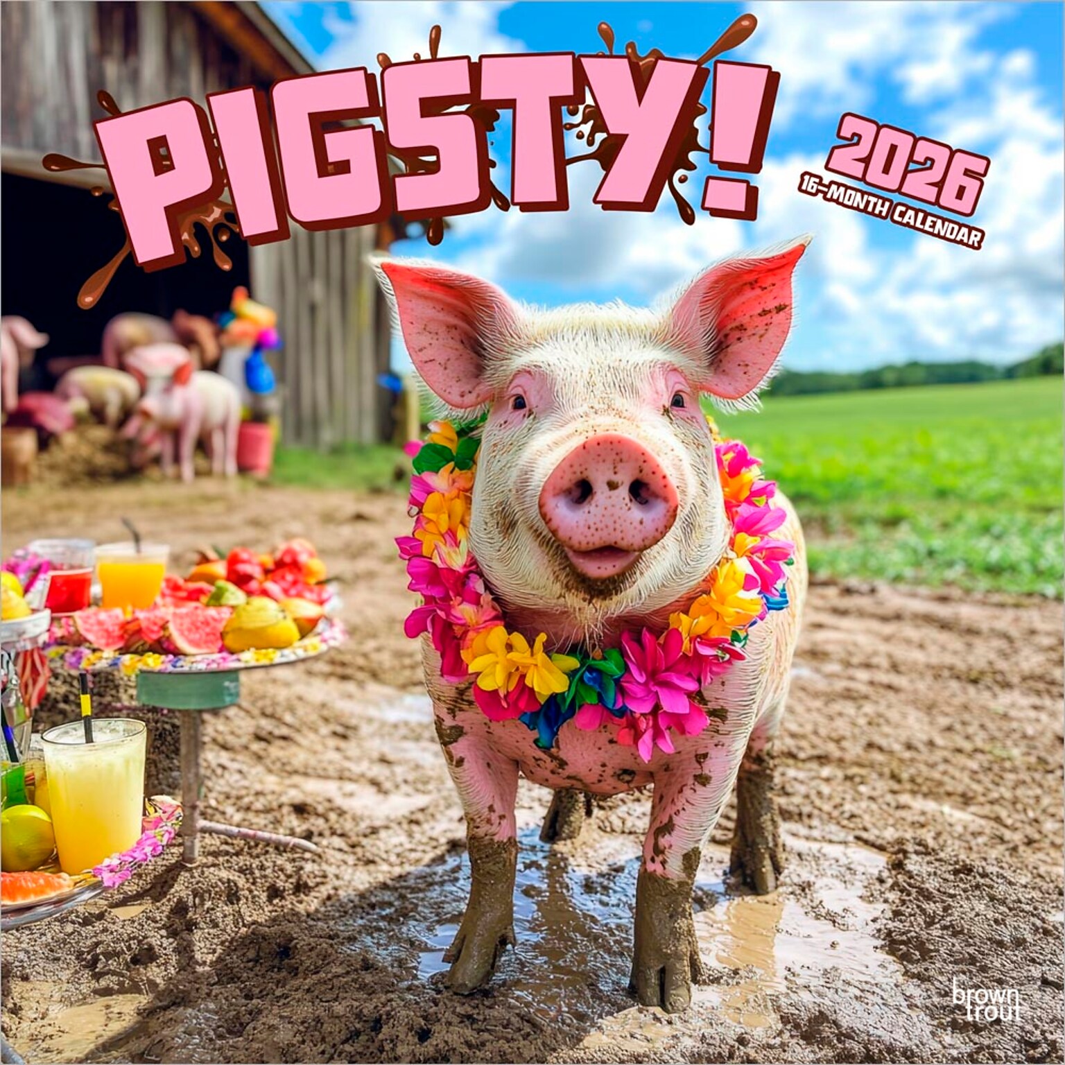 2026 BrownTrout Pigsty 12 x 12 Monthly Wall Calendar (9798330707263)