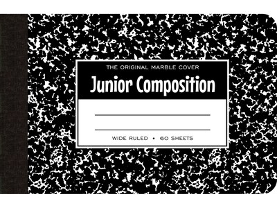 Roaring Spring Paper Products Junior Composition Notebooks, 4.88" x 7.5", Wide Ruled, 60 Sheets, Black, /Carton (77122CS)