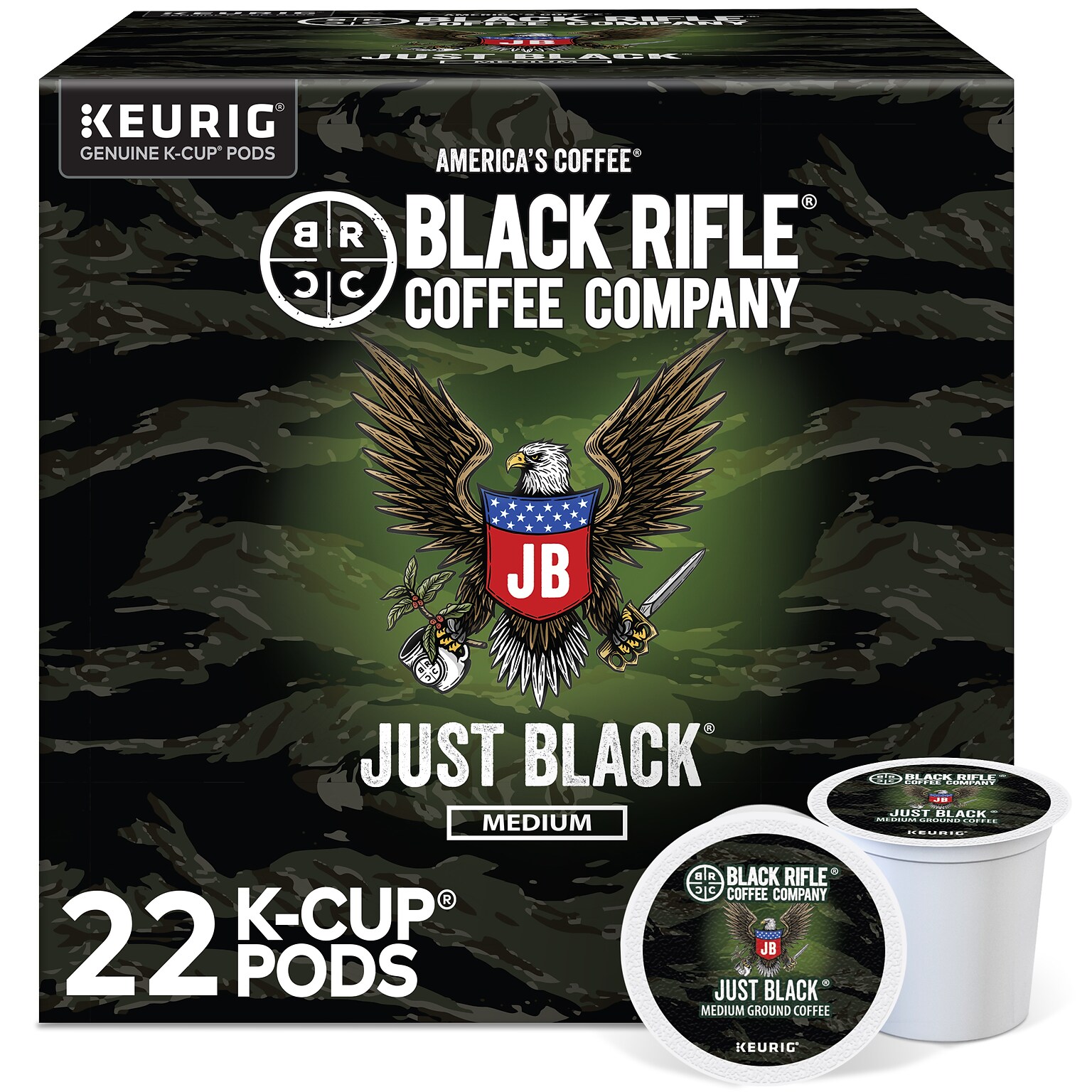 Black Rifle Coffee Company Just Black Coffee Keurig® K-Cup® Pods, Medium Roast, 22/Box (5000384042)