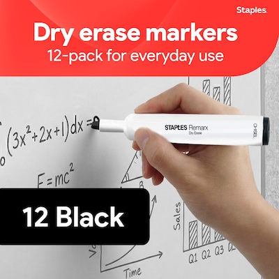 Staples Remarx Dry-Erase Markers, Chisel Tip, Black, 12/Pack (29211-CC)