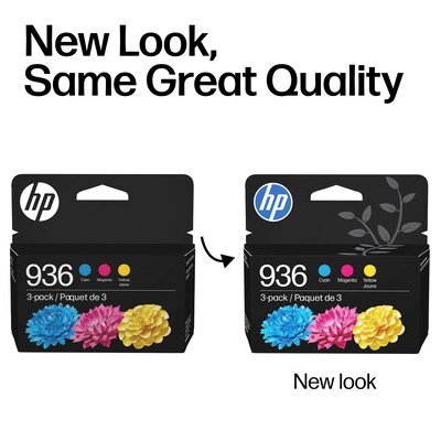 HP 936 Cyan/Magenta/Yellow Standard Yield Ink Cartridges, 3/Pack (6C3Z3LN)