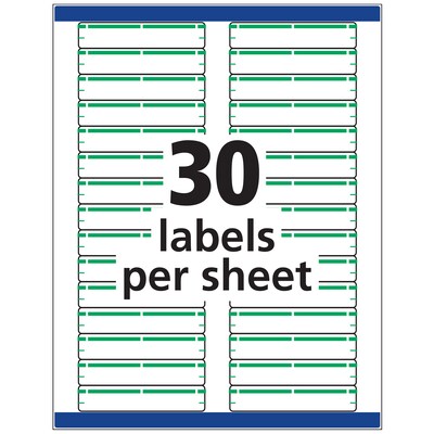 Avery TrueBlock Laser/Inkjet File Folder Labels, 2/3" x 3 7/16", Green, 1500 Labels Per Pack (5866)