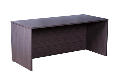 Boss Office Products 66 Desk and Credenza with Hutch and 2 File Pedestals, Driftwood (GROUPA16-DW)