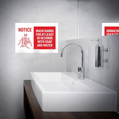 Avery Surface Safe Wash Hands Preprinted Wall Decals, 7 x 10, White/Red, 5/Pack (83175)