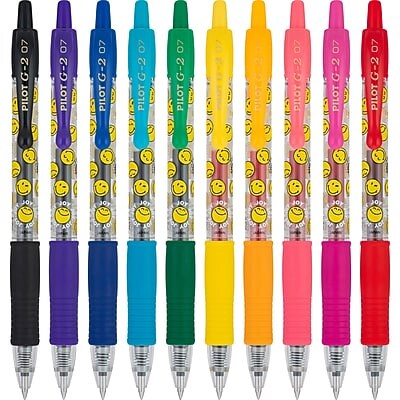 Pilot G2 SmileyWorld Retractable Gel Pens, Fine Point, 07mm, Assorted Ink, 36/Pack (4239)