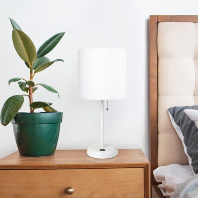 Creekwood Home Oslo 19.5" LED Table Lamp with USB Port, White (CWT-2011-WO-LB)