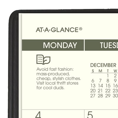 2027-2028 AT-A-GLANCE Recycled 3.5" x 6" Monthly Planner, Faux Leather Cover, Black (70-024G-05-27)