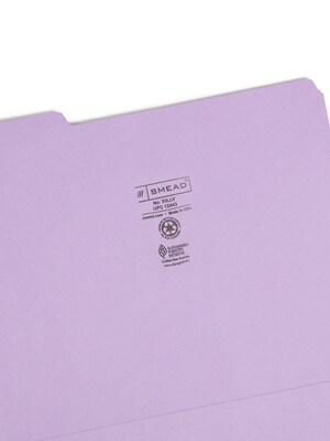 Smead File Folders, 1/3-Cut Tab, Letter Size, Lavender, 100/Box (12443)