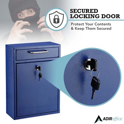 AdirOffice Indoor/Outdoor Mailbox, Blue (631-04-BLU)