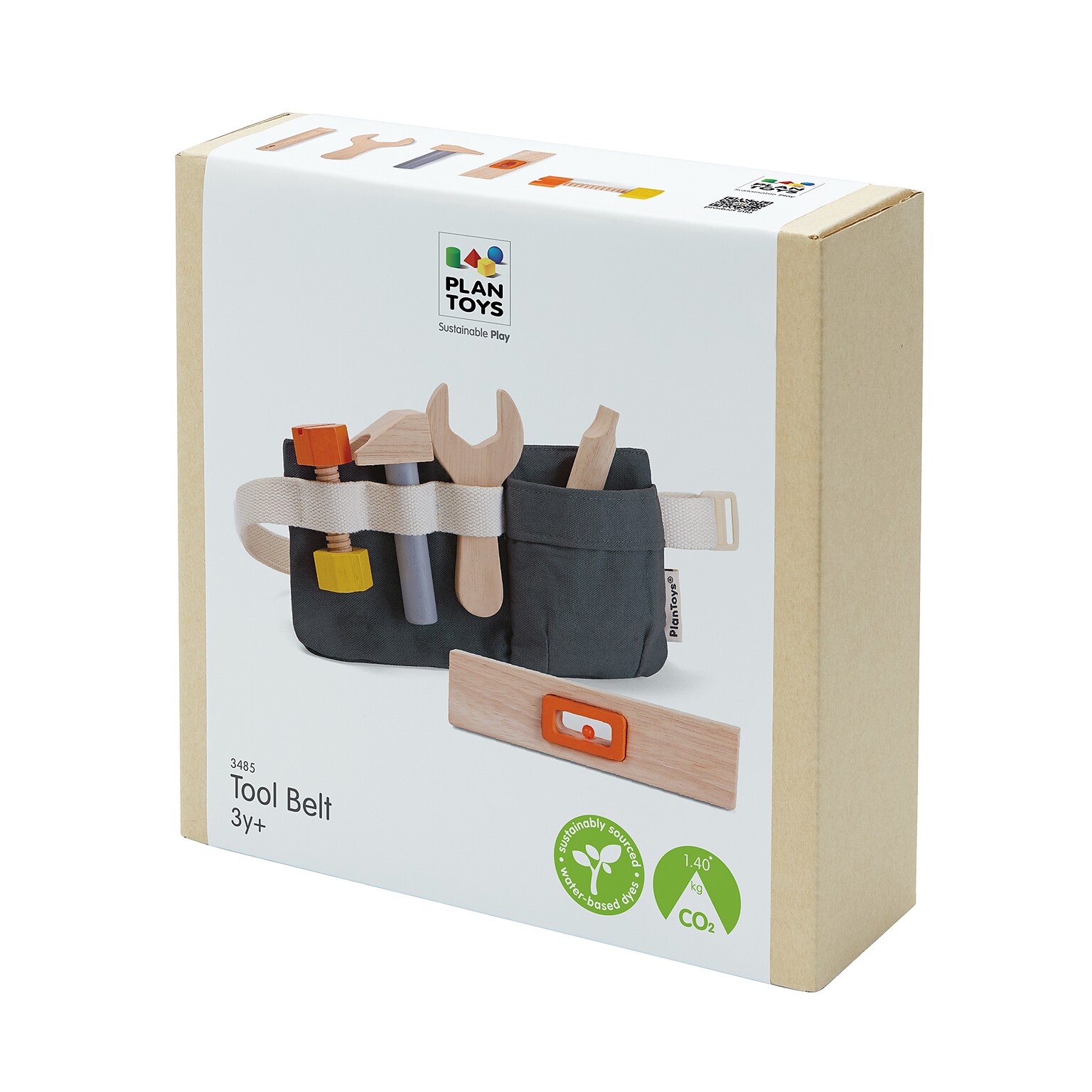 PlanToys Tool Belt and Wooden Tool Set, Natural (PTS3485)