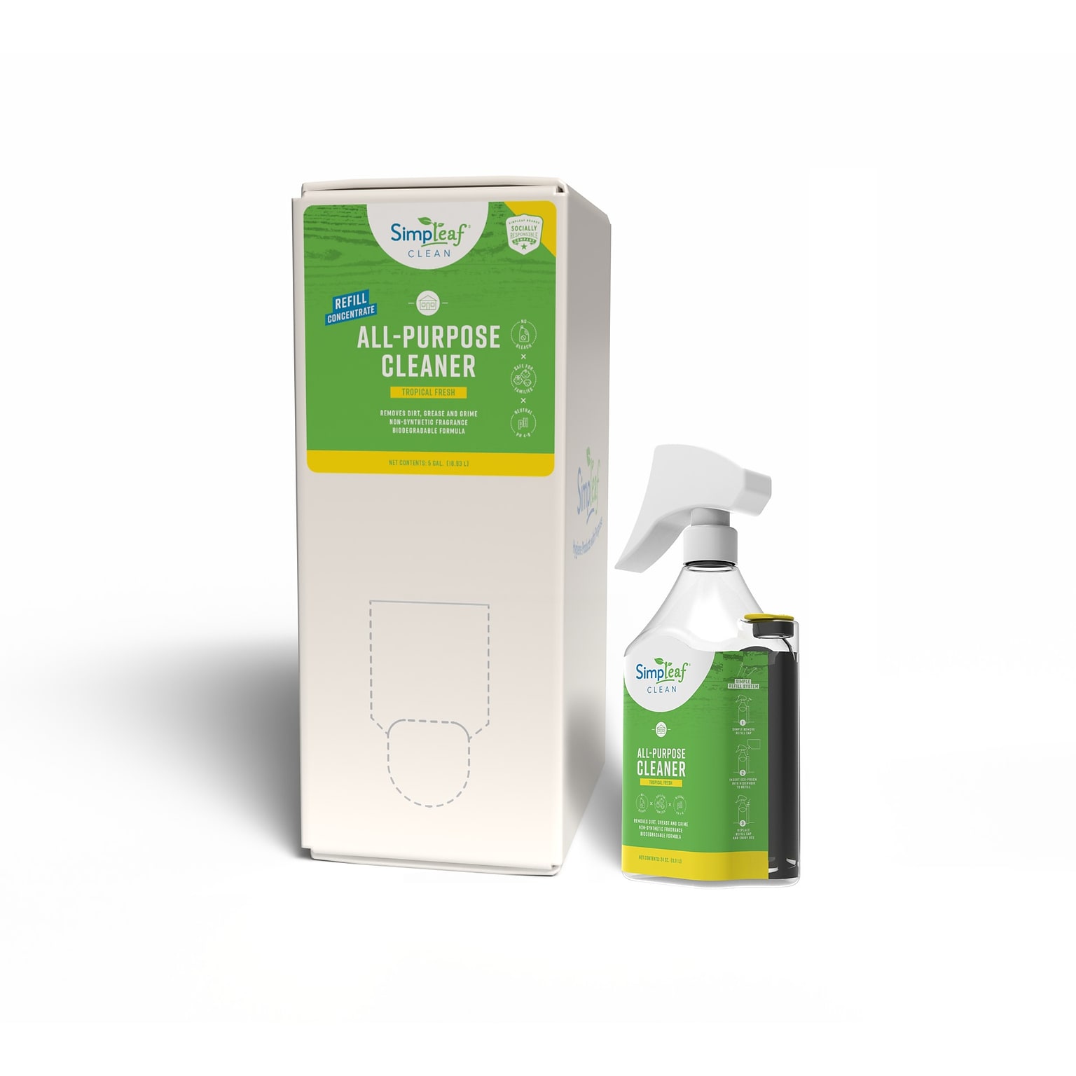 Simpleaf Clean All-Purpose Cleaner Concentrate, Tropical Fresh, 5 Gallon (SAPBIB015GTFCon)