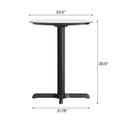 Flash Furniture Acadia 24" Round Wooden Dining Table with X-Base, White Faux Marble/Black Base (STRD24WMAT2222)