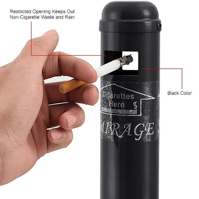 Global Industrial Steel Outdoor Ashtray, 4-1/2 Gallon, Black (641447BK)