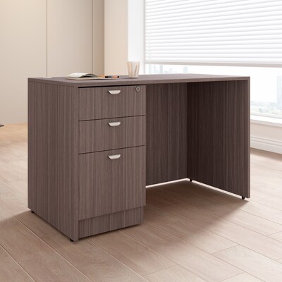 Boss Office Products Executive Desk with Box/Box/File Pedestal, 48" x 24", Driftwood (GROUP104-DW)