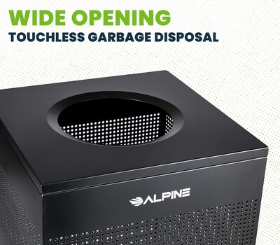 Alpine Industries Stainless Steel Trash Can, 40 Gallon, Black (ALP438-40-BLK-MK)