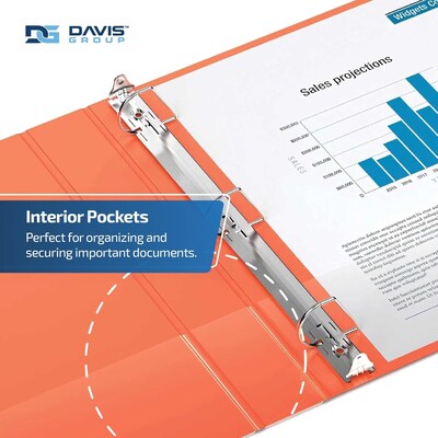 Davis Group Easyview Premium 4" Angle D Ring, Customizable, View Binder, Orange, 4/Pack (8406-19)