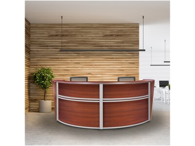 Regency Marque 124.5"W Curved Reception Desk Workstation, Cherry (77292CH)