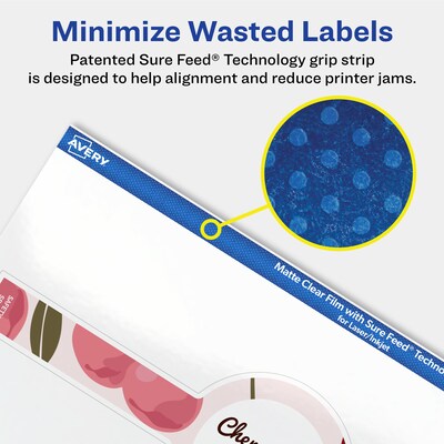 Avery Laser/Inkjet Decorative Edge Multipurpose Labels, 2-3/8" x 8", Clear, 300/Box (94117)