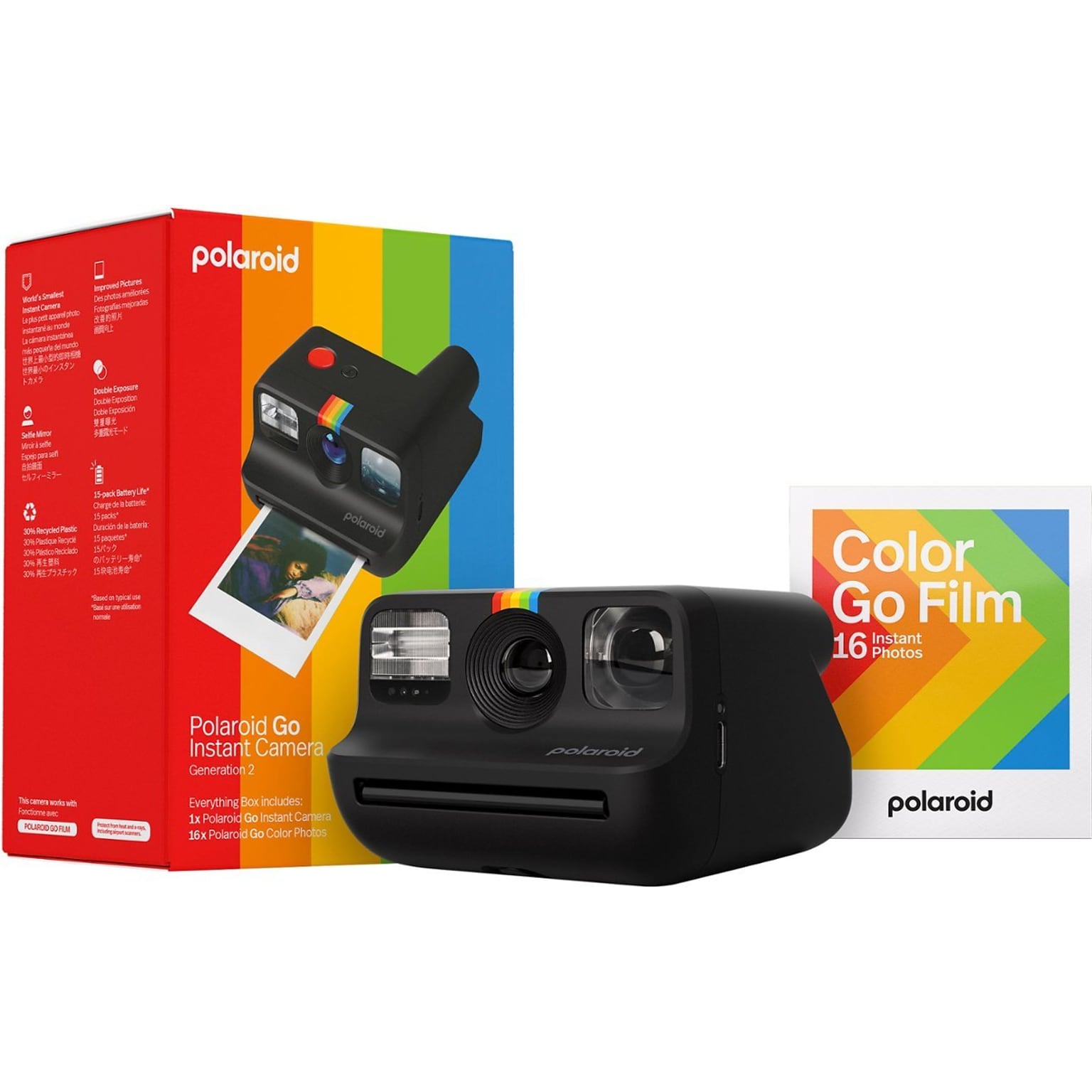Polaroid Go Generation 2 Everything Box - Mini Instant Camera and Film Bundle (16 Photos Included) - Black (6280)