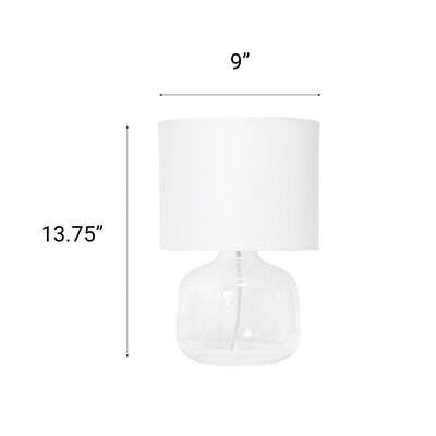 Creekwood Home Round Modern Glass 13.75" LED Table Lamp, Clear/White (CWT-1015-CW)