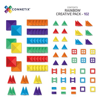 Connetix Magnetic Tiles Rainbow Creative Pack, 102 Pieces (CNTR00102CR)