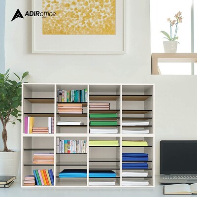 AdirOffice 500 Series 24-Compartment Literature Organizers, 39.3" x 11.8", White, 2/Pack (500-24-WHI-2PK)