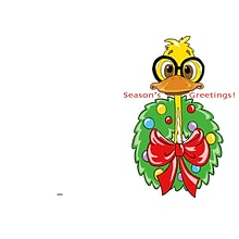 Seasons Greetings - wreath and duck - 7 x 10 scored for folding to 7 x 5, 25 cards w/A7 envelopes pe