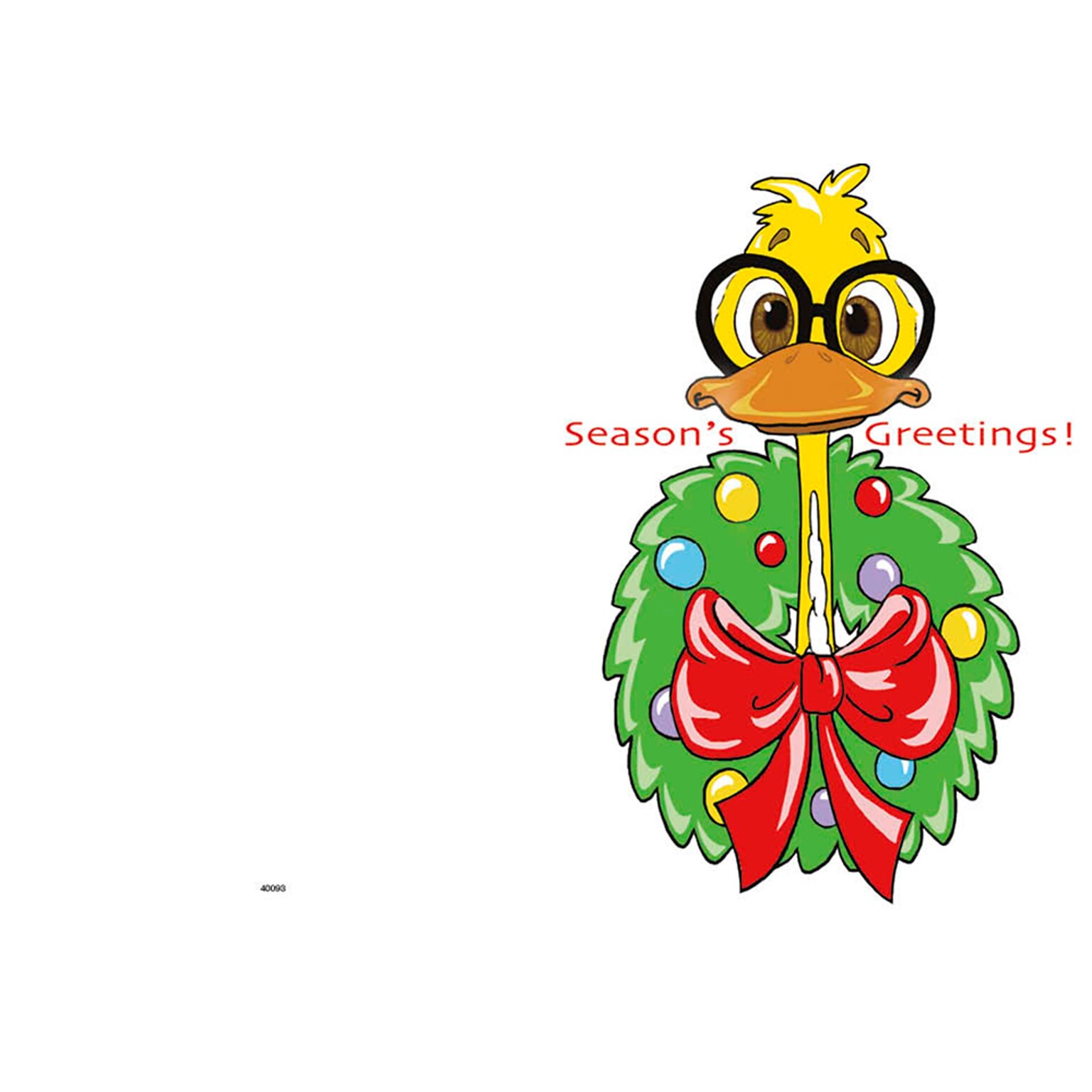 Seasons Greetings - wreath and duck - 7 x 10 scored for folding to 7 x 5, 25 cards w/A7 envelopes per set