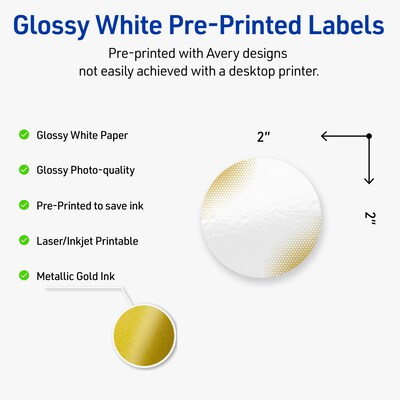 Avery Laser/Inkjet Circle Multipurpose Labels, 2 Dia., White, 120/Pack (S00-EWE)