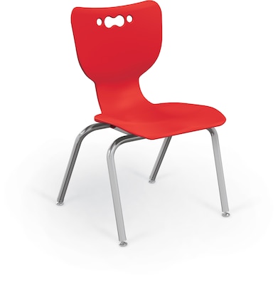 MooreCo 14 Hierarchy Student Chair with 4 Legs, Red/Chrome Base (703673595438)