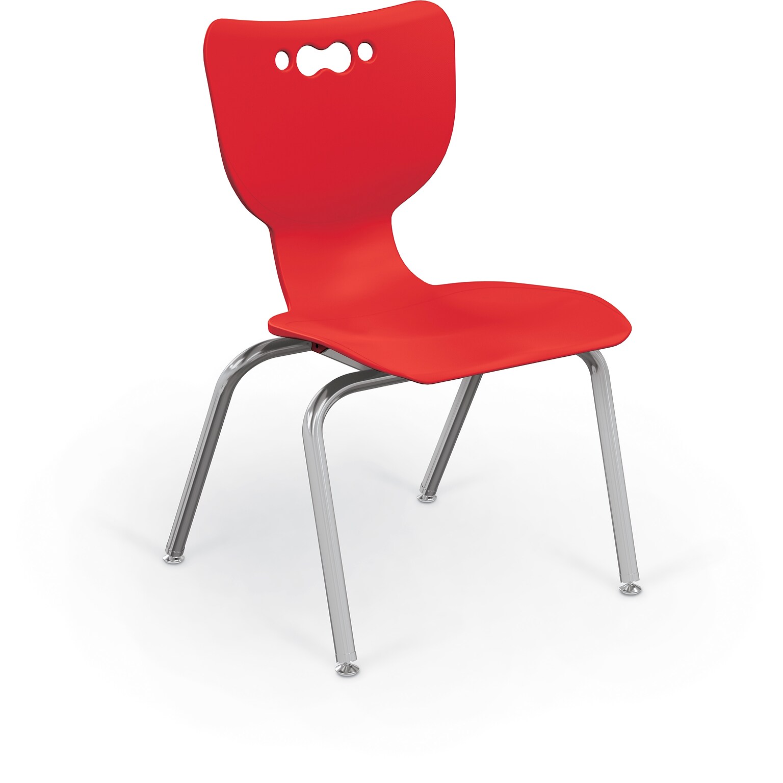 MooreCo 14 Hierarchy Student Chair with 4 Legs, Red/Chrome Base (703673595438)