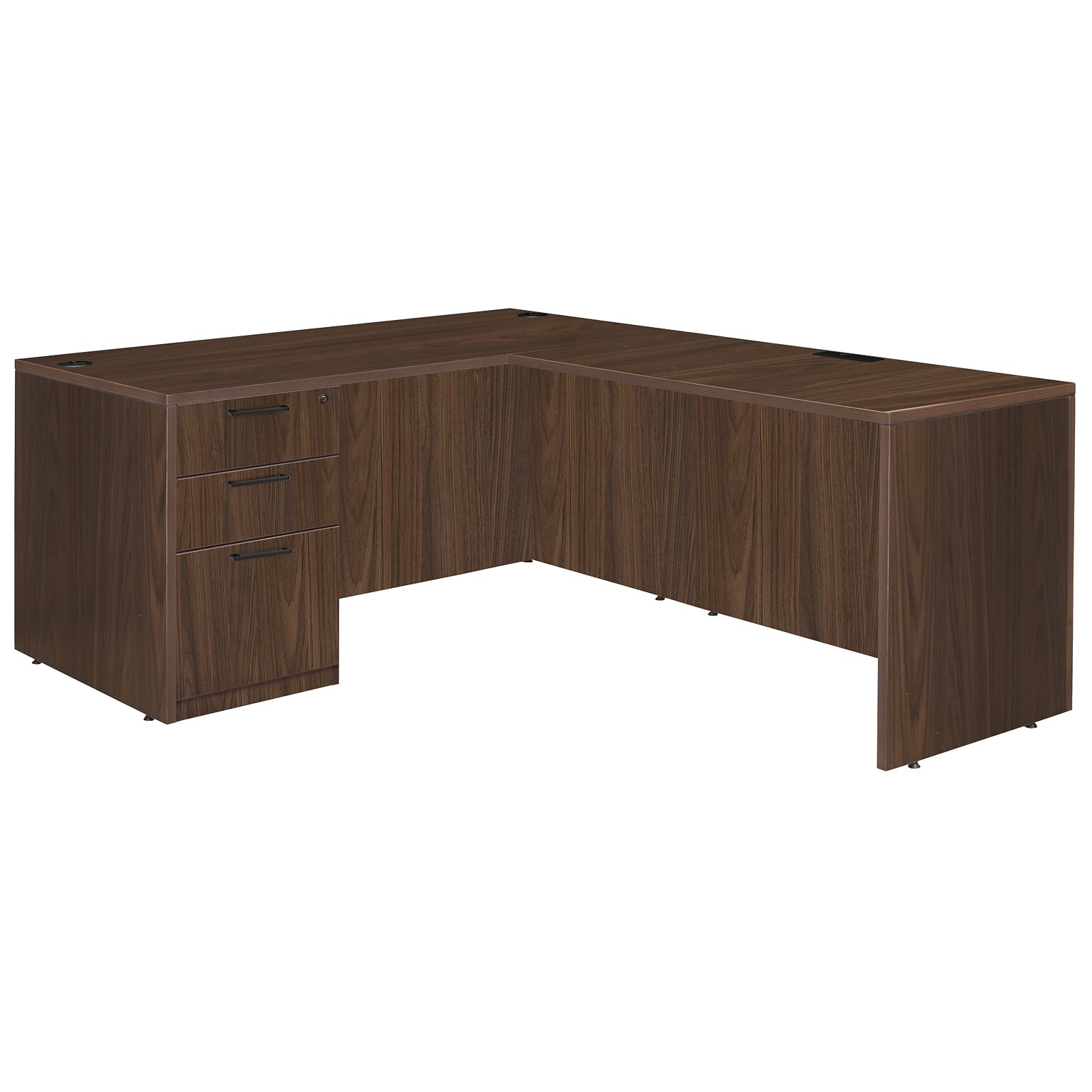 Regency Legacy 60 x 77 in. L Desk with Single Full Pedestal Drawer Unit, Neo Walnut (LLDSPF603047NW)