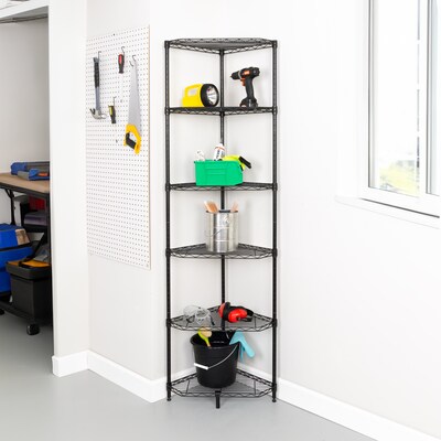 Honey-Can-Do 6-Tier Compact Triangle Corner Shelving Unit, Black (SHF-10005)