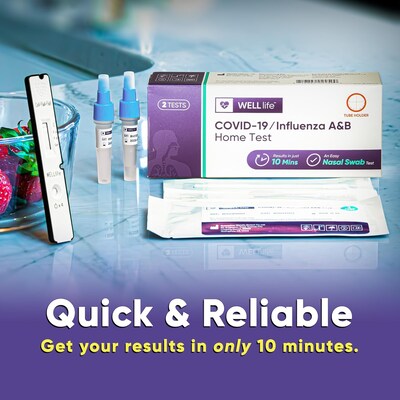 WELLlife COVID-19 / Flu A&B Home Test, 2/Pack (WCOVFLU-OTC-2)