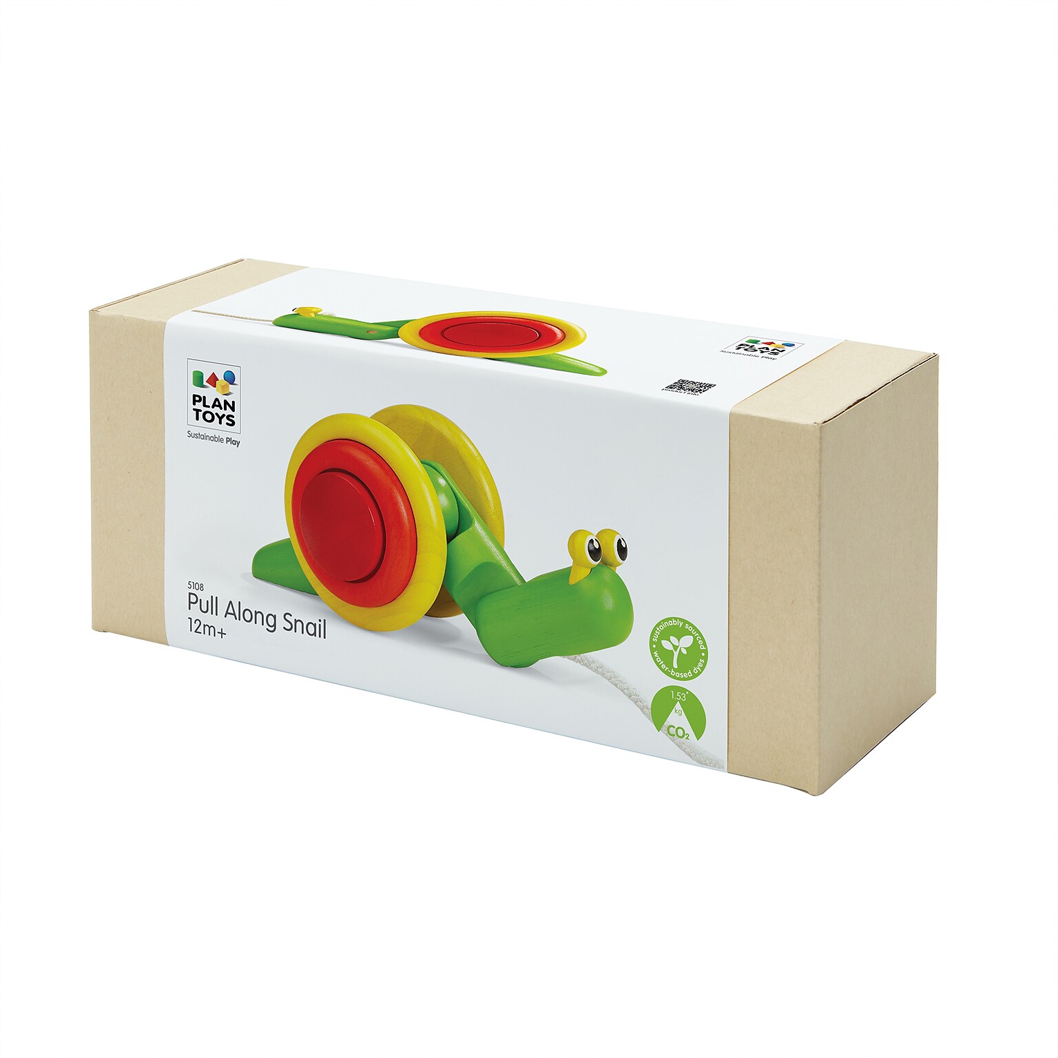 Plan Toys Wooden Pull Along Toy Snail, Green (PTS5108)