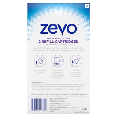 Zevo Flying Insect Trap Cartridge for Multiple Pests, 2 Cartridges/Box (01791)