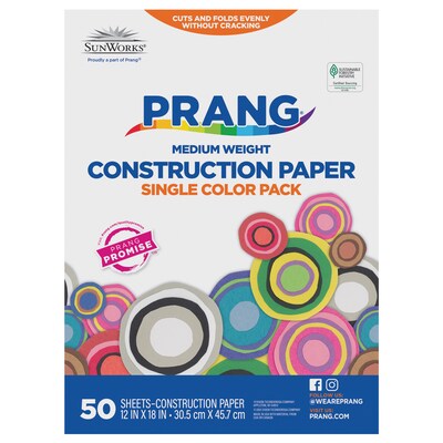 Construction Paper, Cool Assorted, 12 X 18, 50 Sheets Per Pack