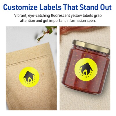 Avery Circle Multipurpose Labels, 1-5/8" Dia., Neon Yellow, 800/Pack (94507)