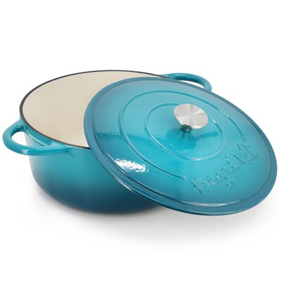 MegaChef Cast Iron 6.35 Qt. Dutch Oven, Light Blue (935122261M)