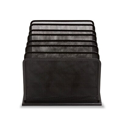 TRU RED™ 7-Compartment Metal Mesh File Organizer,  Matte Black (TR57559)